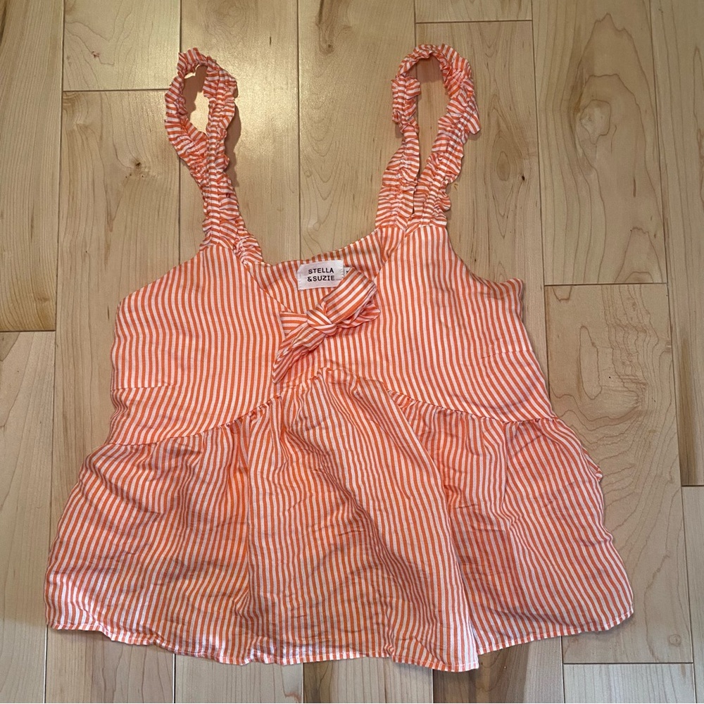 Vibrant Orange Striped Blouse